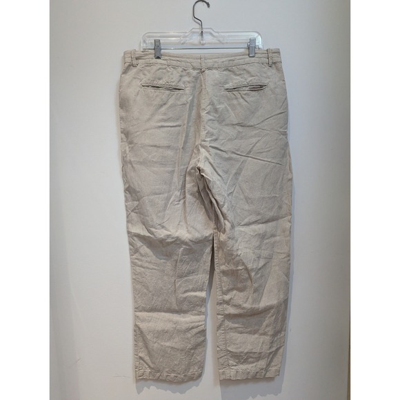 L.L.Bean 100% Linen Straight Leg Chino‎ Pants Women's Size 16 Beige Tan - Picture 3 of 8
